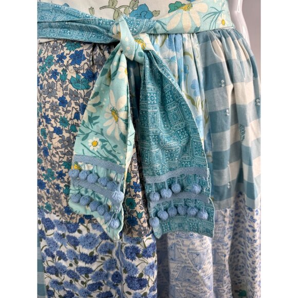 Handmade Vintage Patchwork Wrap Skirt  OS Blues   Cotton Blend - Picture 7 of 16